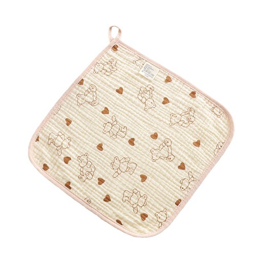 Baby saliva towel 4-layer crepe pure cotton small square towel hangable baby face towel absorbent soft saliva towel