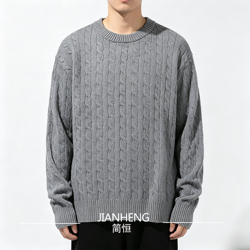 Jianheng Double-Sided Jacquard Texture Knit Sweater Couple Style Export European and American Style Slimming Simple Pullover Knit Cardigan Jianheng Double-Sided Jacquard Texture Knit Sweater Couple Style Export European and American Style Slimming Simple Pullover Knit Cardigan