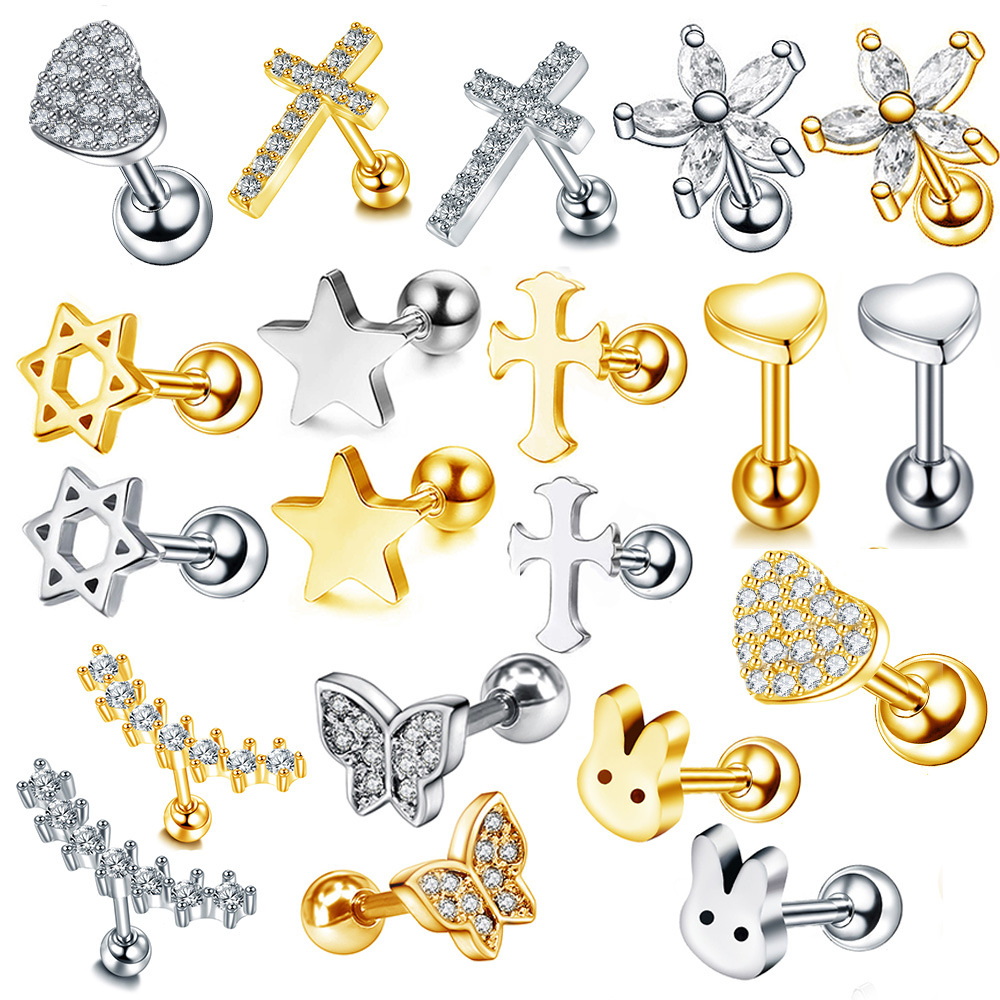 Fashion Star Metal Plating Zircon Women's Ear Studs 1 Piece display picture 1