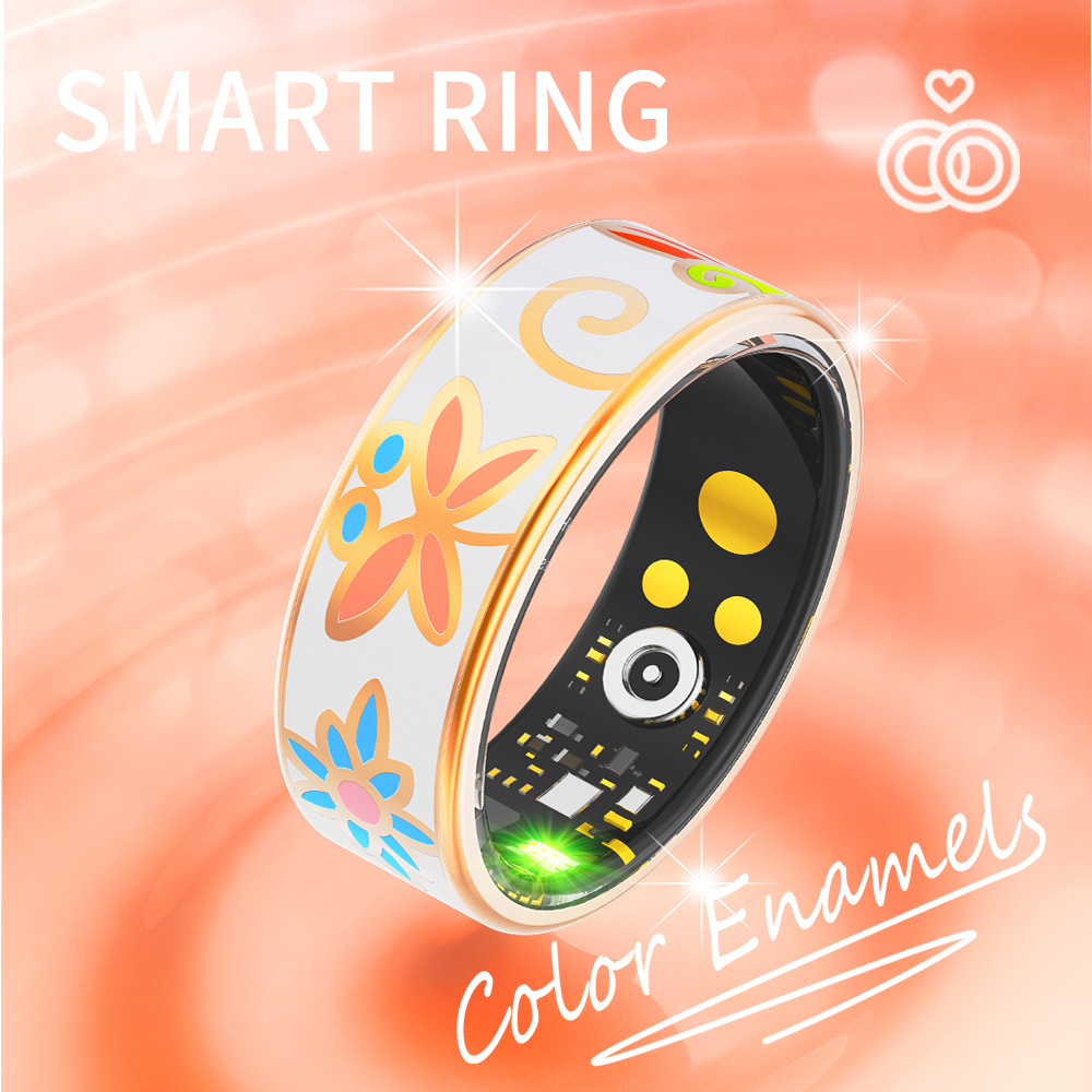 珐琅彩R18M智能戒指心率血氧睡眠运动可穿戴计步健康关爱蓝牙指环