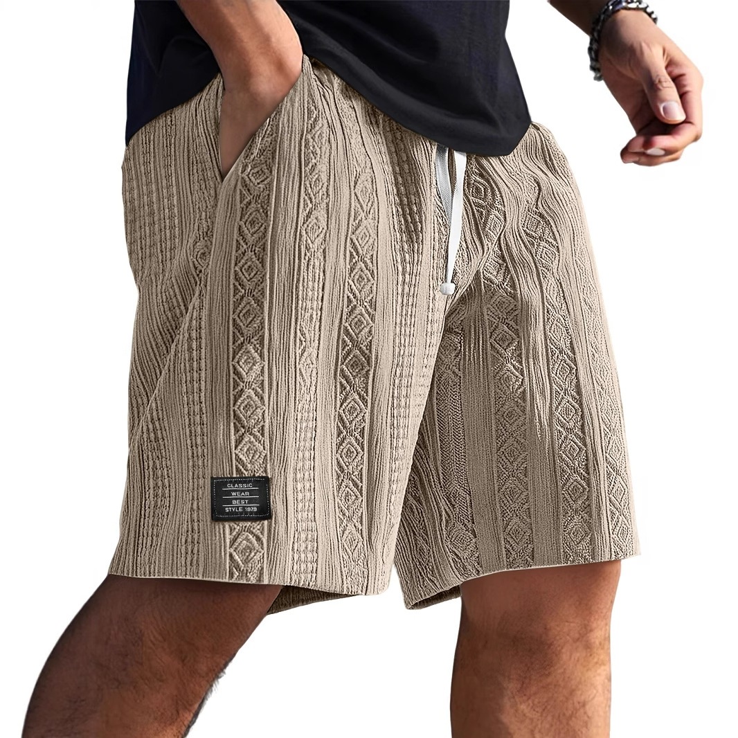 2025 Cross-Border Amazon Independent Site European and American Men's Daily Jacquard Textured Fashion Logo Casual Comfortable Shorts