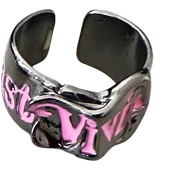 Queen Mother Saturn Ring Mit Buntem Logo Und Breiter Bandschiene_voghion.com