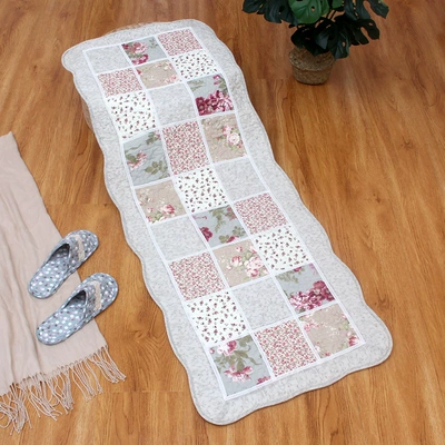 Avtomobil döşəmə paspasları, Bedside Mat, Door Mat - beige-positive-spelled-flowers-bedside-mat-or-car-mat-back-seat-50x135cm