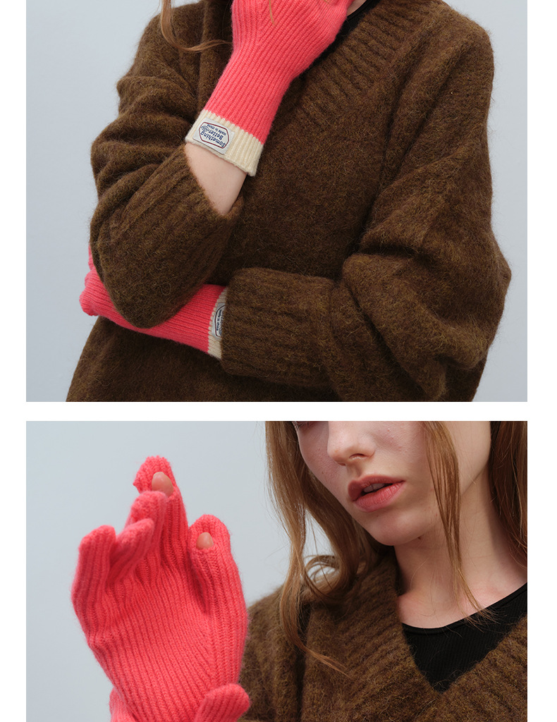 Accessoires de vêtements style collège automne et hiver nouvelle arrivée doigt écran tactile mignon hiver chaud laine tricoté gants pour femmes mode_voghion.com