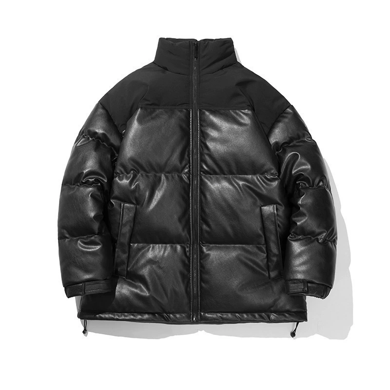 Зимняя новинка 2025: Утепленная и увеличенная мужская повседневная хлопковая куртка, мужское хлопковое пальто, куртка-бомбер из кожи и хлопка для пар, с воротником-стойкой