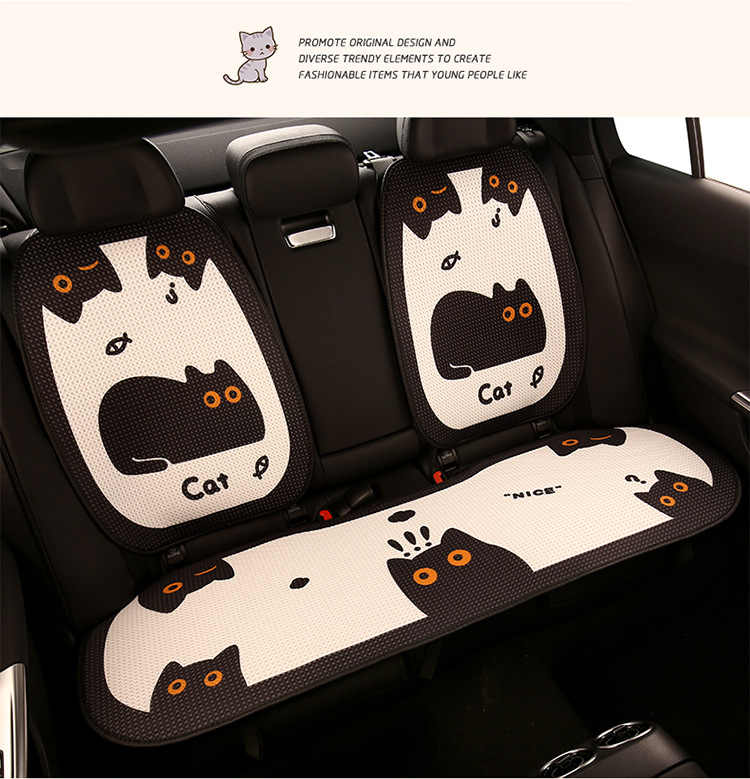 Cute little black cat and fish car cushion four seasons Universal cartoon cute Internet celebrity new seat cushion seat cover chair cushion