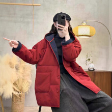 中长款连帽棉服女 2025冬新款气质宽松风衣外套夹棉加厚保暖棉衣