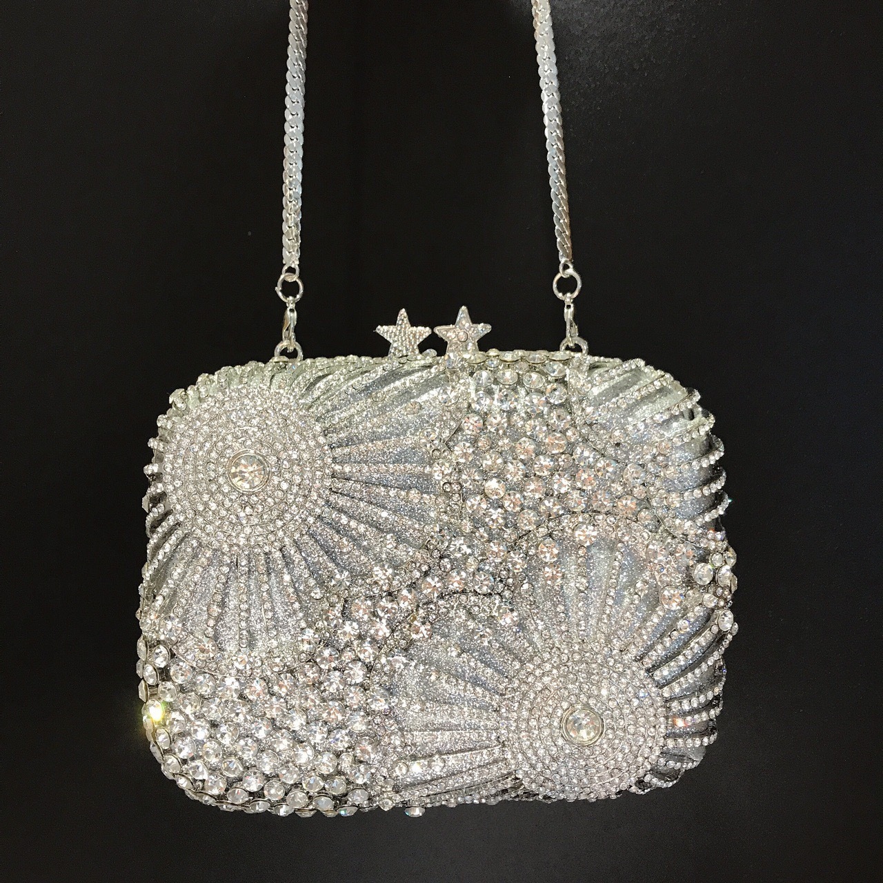 Fuente transfronteriza bolsas de cena de diamantes huecos bolsas de cena de diamantes Europa y América vestido de banquete bolsas de mano cadena