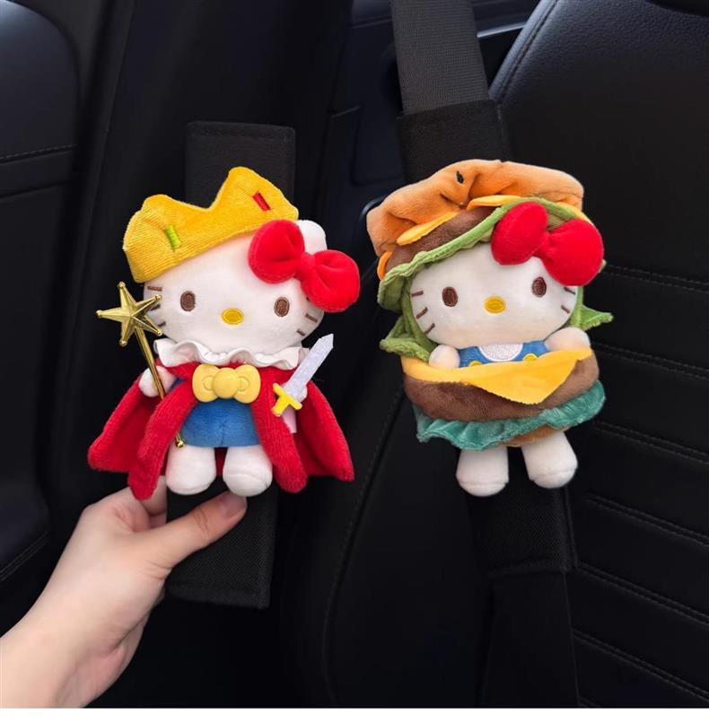 Hellokitty Car Seat Belt Shoulder Pads Car Interior Seat Belt Decoration Anti-Wear Clothing Couple Set for Women