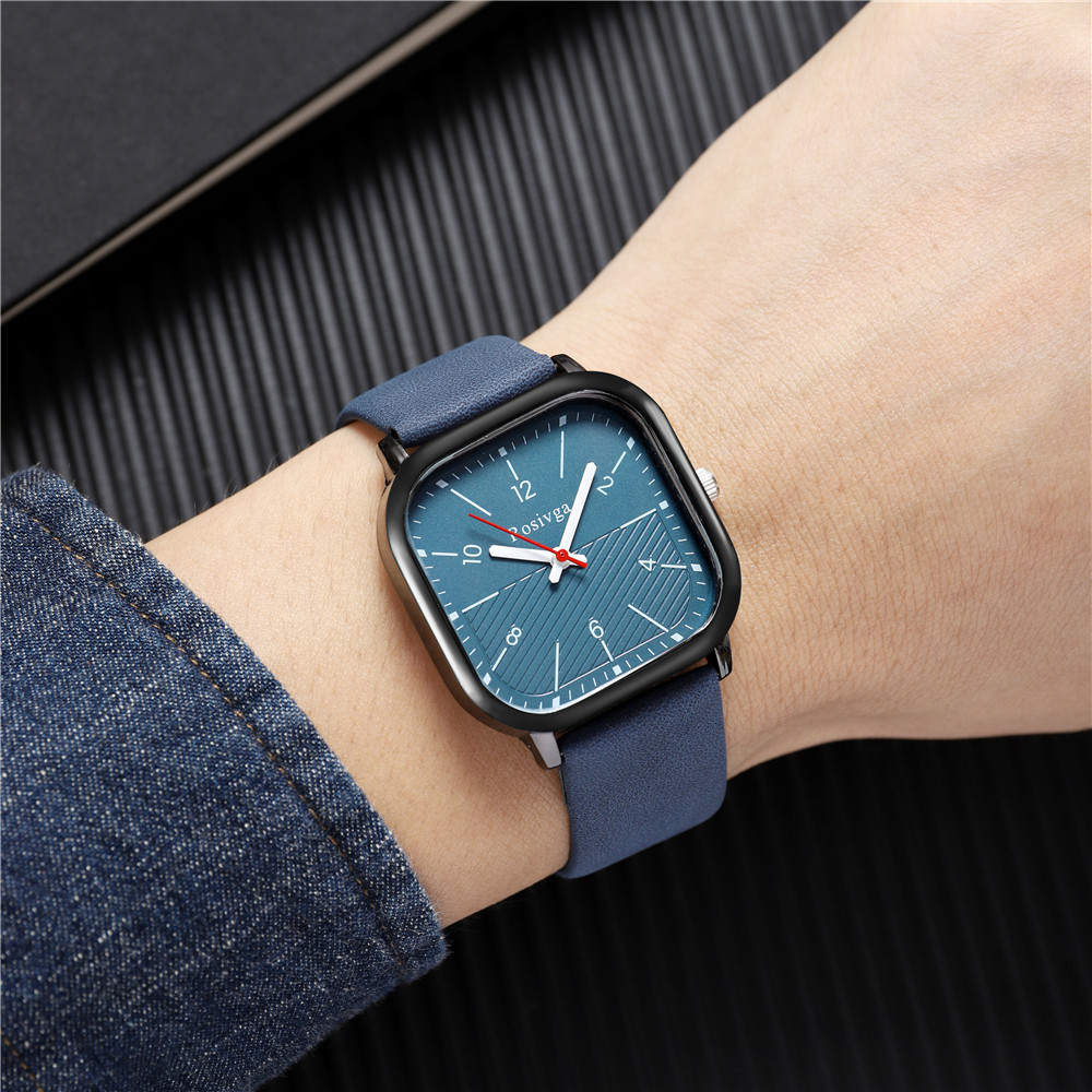 Montres Décontractées Pour Hommes À Quartz À Boucle De Couleur Unie display picture 2