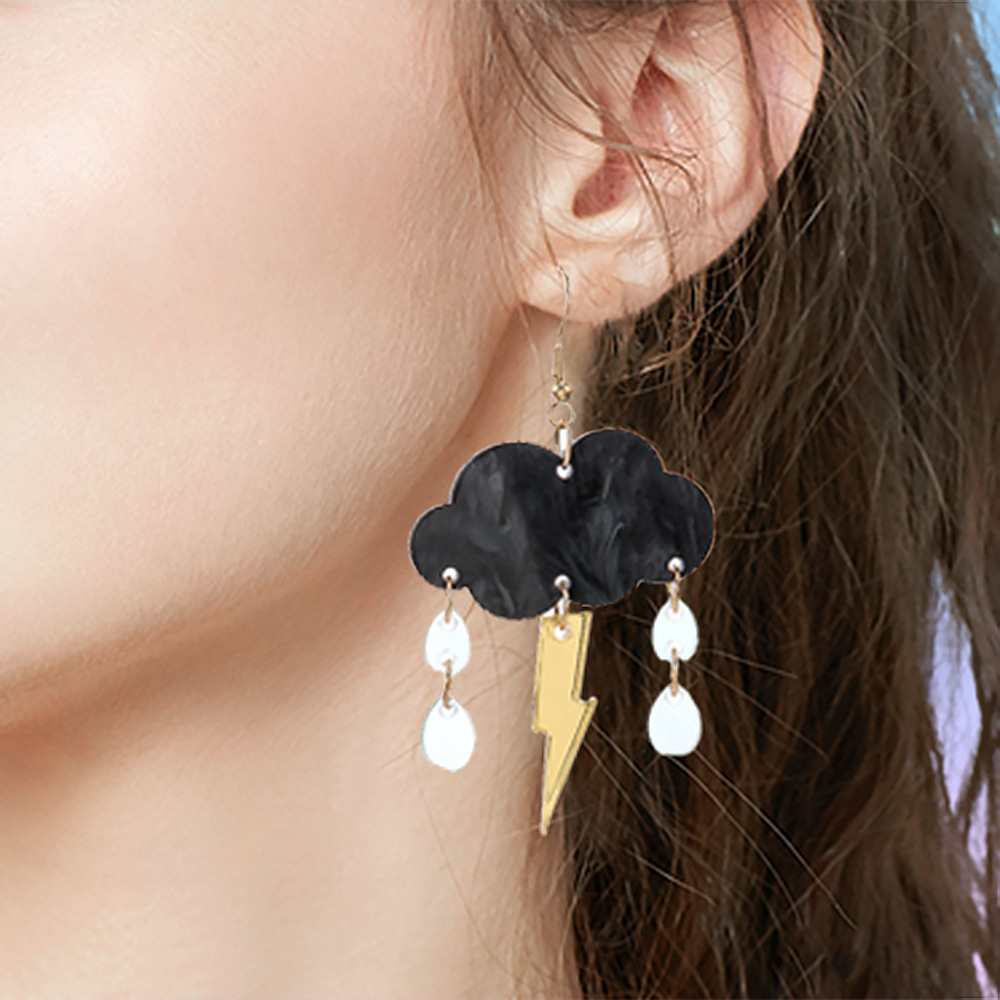 Clouds, Lightning Pattern 1 Pair Novelty Simple Style Clouds Lightning Arylic Drop Earrings