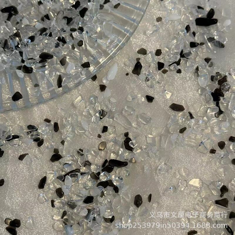 Autumn and winter black white natural gravel Diy art garbage Journal Gumei manicure niche flow hemp fish tank decorative material