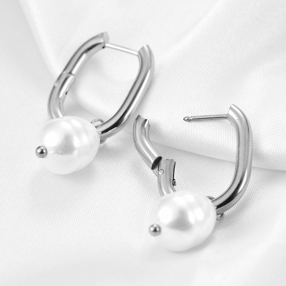 Fashion Solid Color Stainless Steel Plating Hoop Earrings 1 Pair