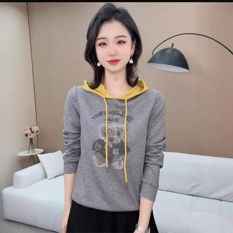 Spring and Summer New Women's Tops Loose Hooded Mickey Casual Age-Reducing Sweatshirt Printed Slimming Air Layer Knitwear Spring and Summer New Women's Tops Loose Hooded Mickey Casual Age-Reducing Sweatshirt Printed Slimming Air Layer Knitwear