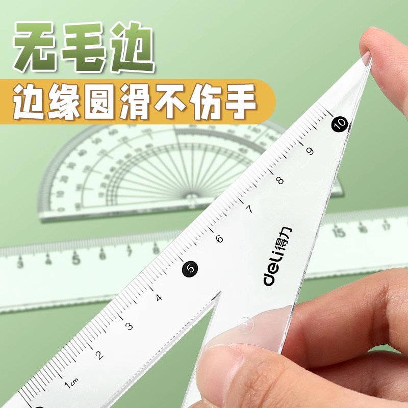 Set Deli de 4 reglas escolares, triángulo y regla transparente, estilo japonés y coreano, multifuncional, al por mayor