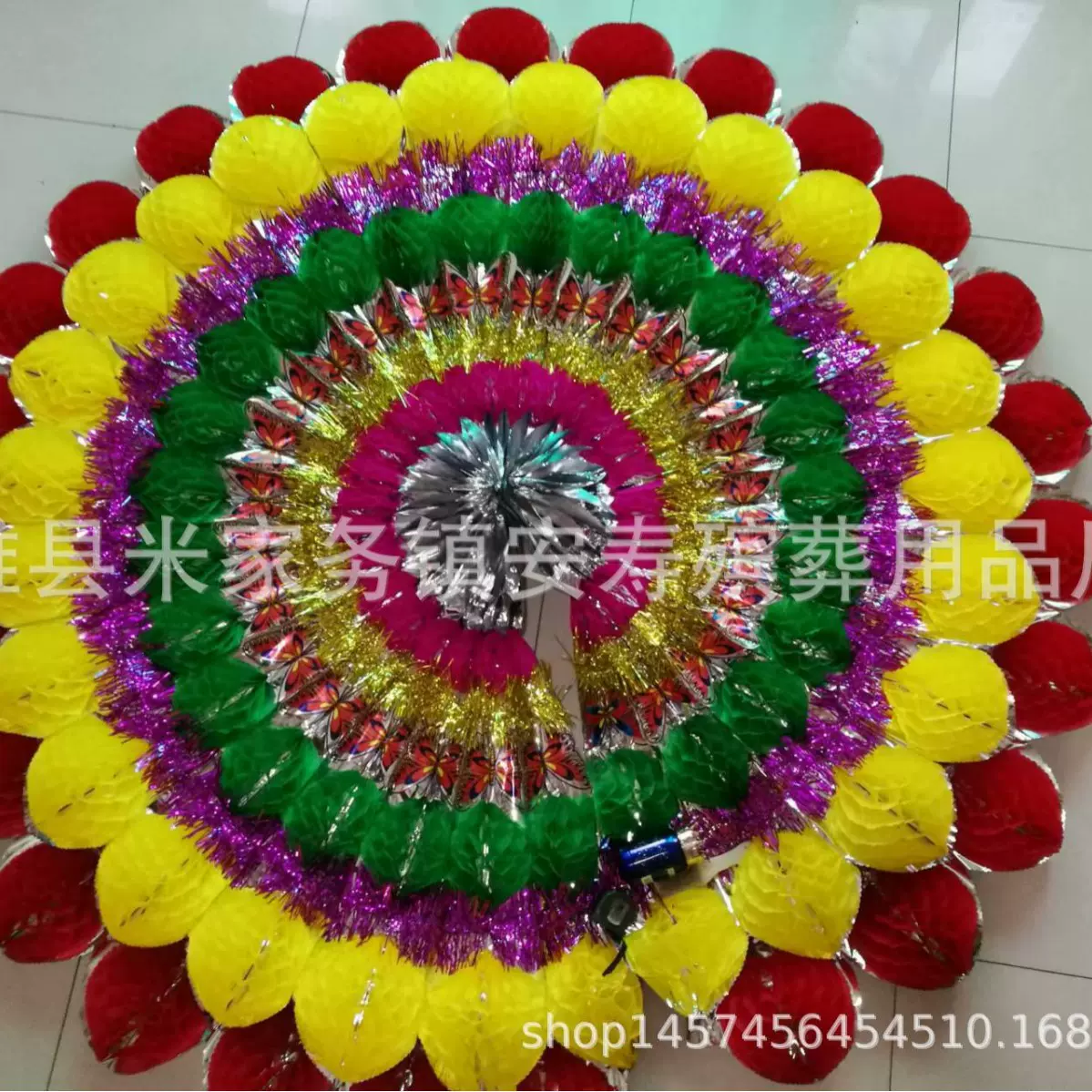双层拷贝纸全球花圈样式 2米纸花圈 大球厚料亮花圈白事丧事殡葬