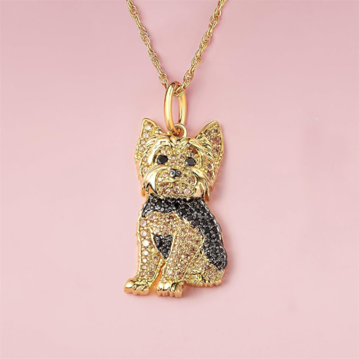 Pendant Necklace Classification Zinc Alloy Chain Material Cute Dog Artificial Crystal Zinc Alloy Cable Chain Pendant Necklaces Wholesale