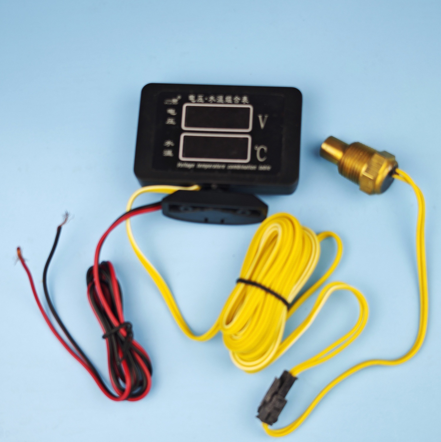 Universal Water Temperature and Voltage Integrated Meter for Cars, Trucks, and Engineering Vehicles, Digital Display Water Temperature and Voltage Two-In-One Meter 12V24V