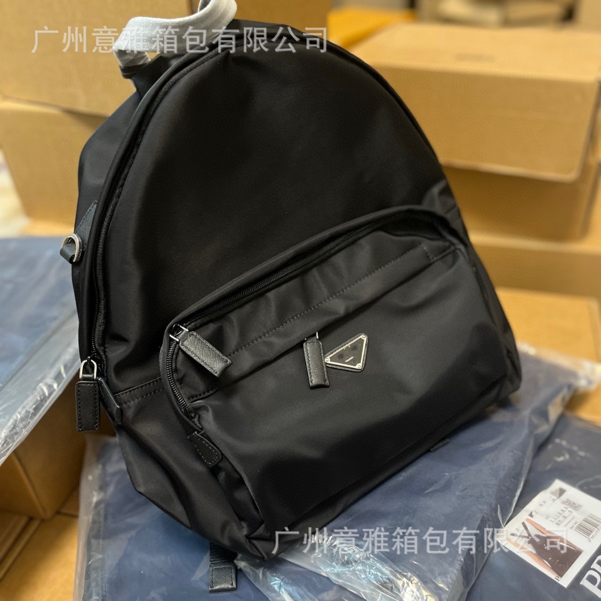 Oxford Cloth Nylon Triangle Logo Pocket Backpack Computer School Bag Large Capacity Casual Versatile Backpack