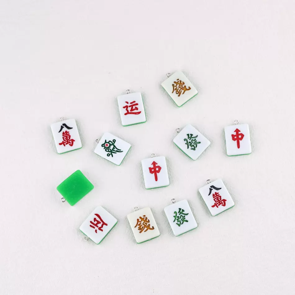 树脂仿真麻将牌吊坠diy自制奶油胶手机壳发夹创意饰品材料配件