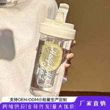 杯子ins高颜值茶水分离泡花茶杯带茶漏带盖随身杯塑料学生吸管杯