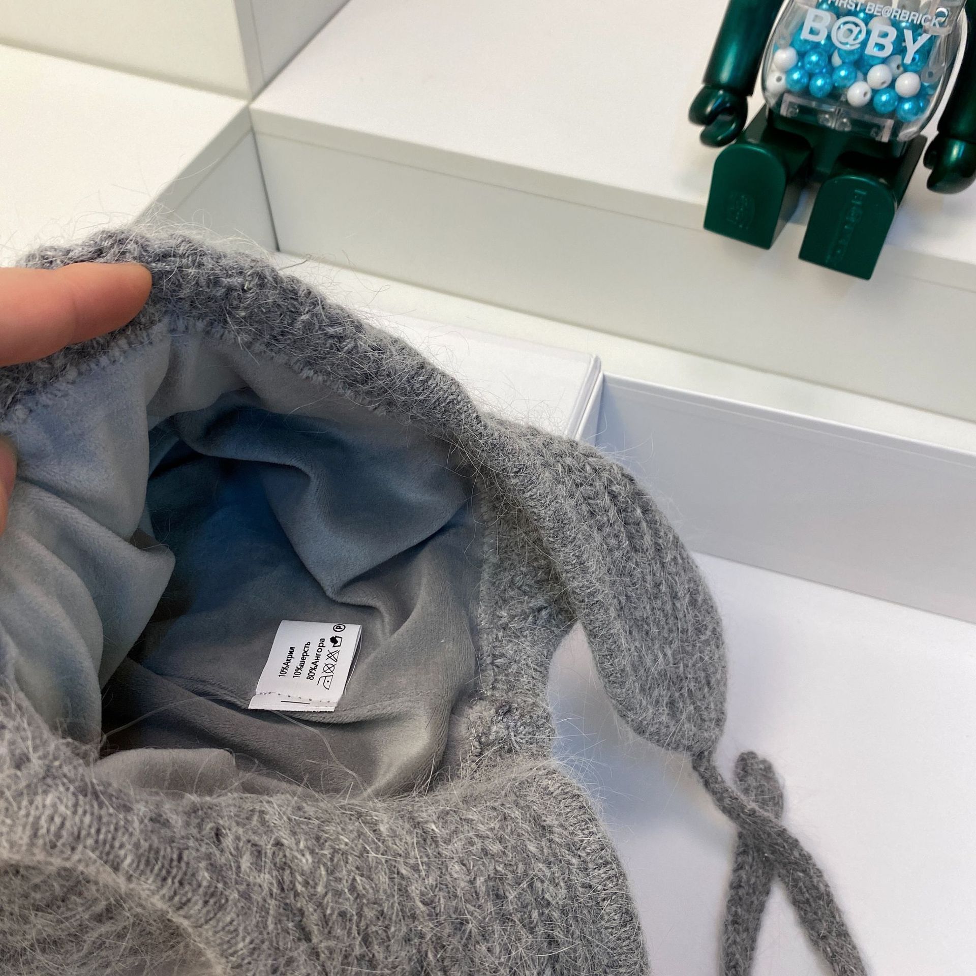 Russischer Samt, verdicktes Kaninchenhaar, gestrickt für Wärme im Winter, Ohrenschutz, Gesichtsumhüllung, Wollmütze, modisch_voghion.com