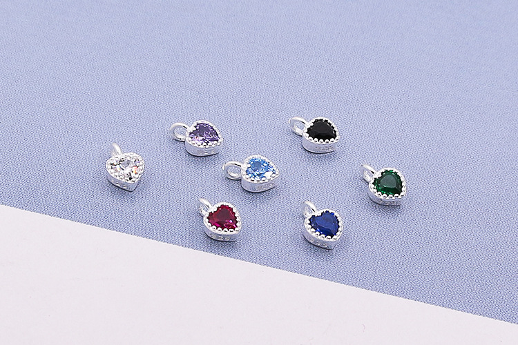 1 Piece Quantity 1 Piece 5.8*3.6mm Hole 1~1.9mm 925 Sterling Silver Zircon Star Heart Shape Pendant