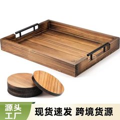 国境を越えた木製トレイ実木家庭用茶盤シンプルなハンドル付きレストランで食事皿を送る酒水菓子果物トレイ