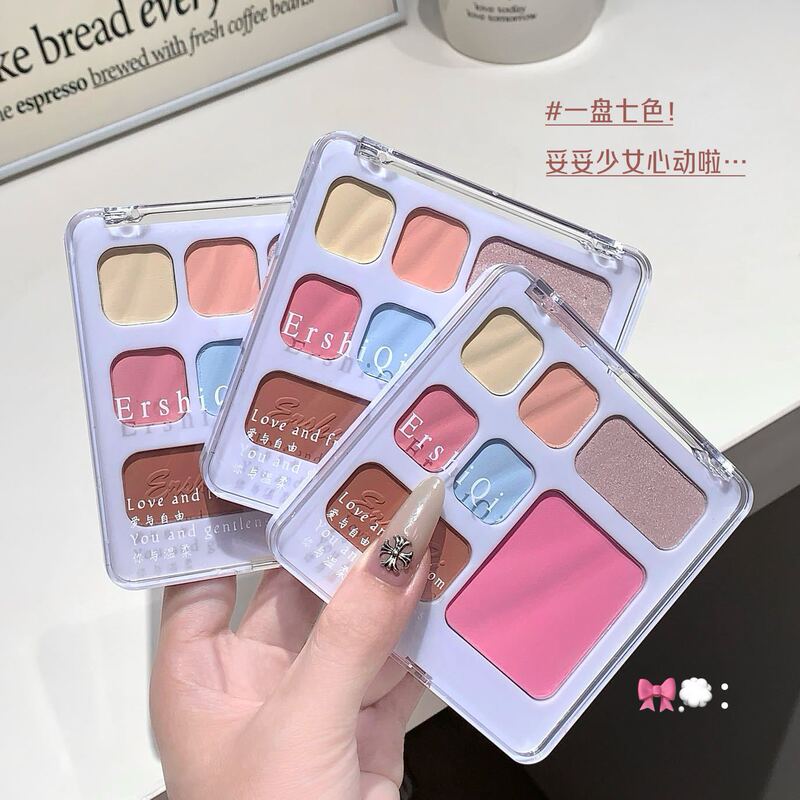 韩系甜辣乌龙玫瑰八色眼影阴影高光腮红一体盘日常淡妆大地色眼影|undefined