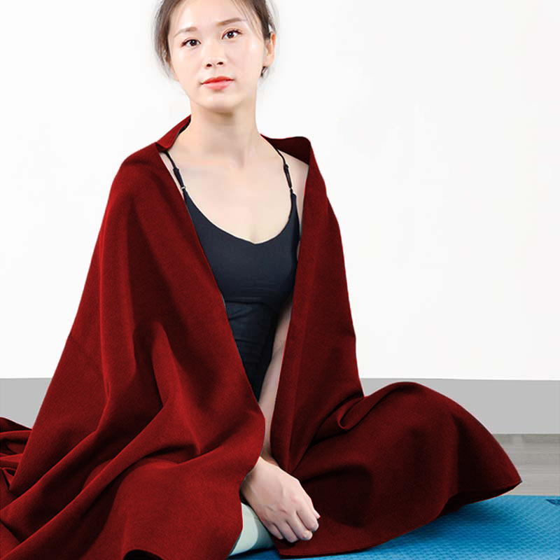 Thickened Double-sided tweed wine red Iyengar Yoga Rest Blanket for Women Meditation Blanket Cover Blanket Yoga Supplies