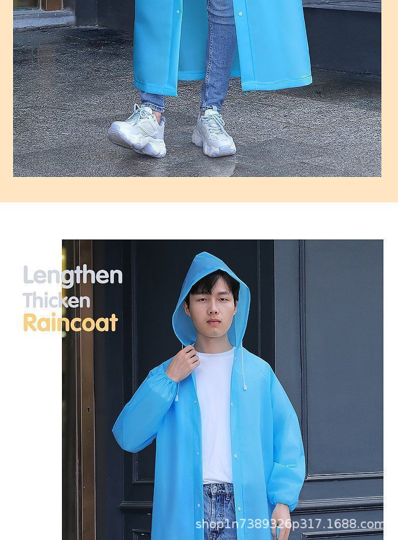 Reusable thickened long raincoat waterproof lightweight portable EVA raincoat full-body poncho for men and women adult rainwear