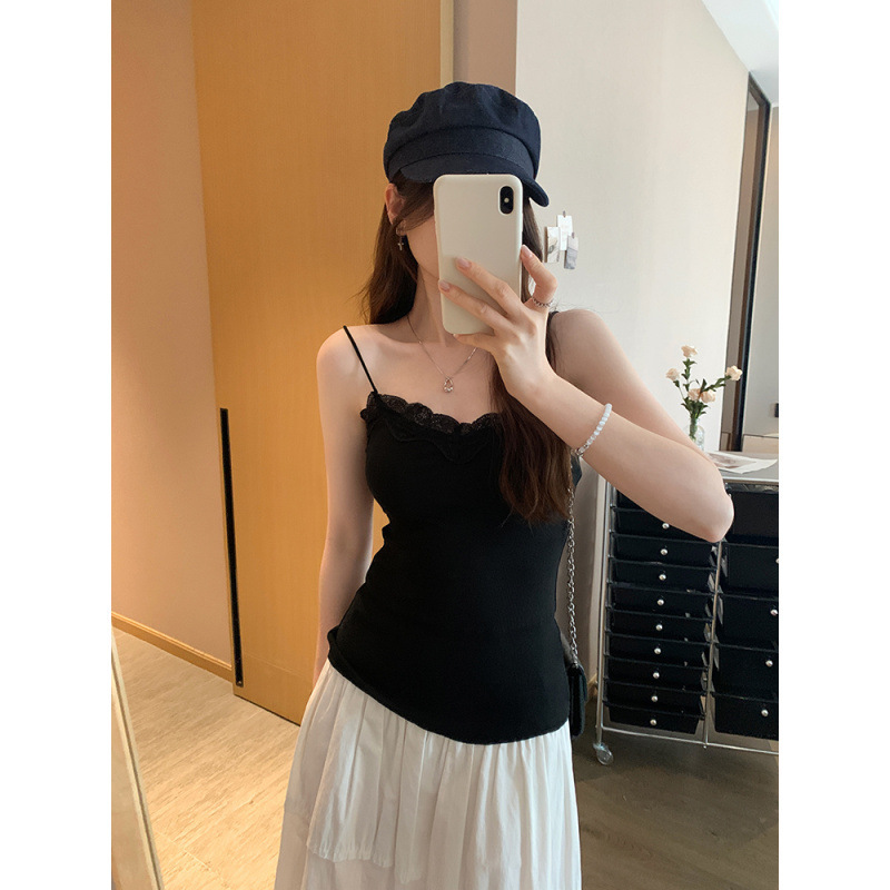Special Wholesale Retro Gray Lace Edge Splicing Sleeveless Camisole Feminine Summer New Sexy Hot Girl Top Special Wholesale Retro Gray Lace Edge Splicing Sleeveless Camisole Feminine Summer New Sexy Hot Girl Top