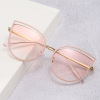 Metal fashionable advanced sunglasses, glasses solar-powered, European style, cat's eye, high-quality style