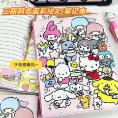 かわいい高颜值手描きサンリオ革製ノートB6フルカラー内ページ学生手帳罫線入り耐久性