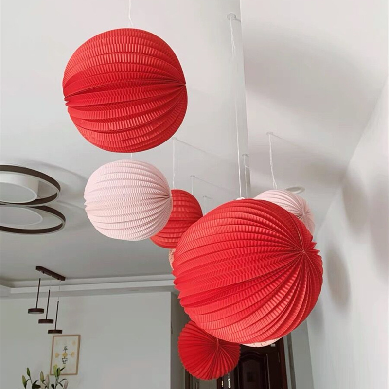 Watermelon Paper Lantern Wedding Room Decoration Supplies Honeycomb Ball Marriage Hanging Ornaments Engagement Background Wall Festive Hanging Decorations