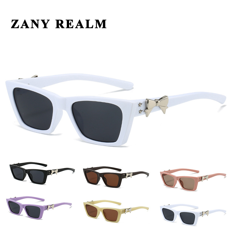 24 nuevas gafas de sol coreanas negras delgadas y de alta gama Y2 con lazo K gafas de sol Douyin Red anti-ultravioleta