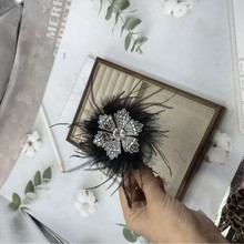 高级感秋冬新款太阳花羽毛抓夹新中式显发量后脑勺女半扎发抓夹