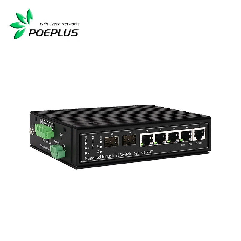 Управляемый промышленный коммутатор PoE 5+1 L2+ с окружающим интерфейсом