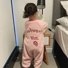 女童家居服婴儿法兰绒睡衣女宝宝睡袋秋冬天防寒分腿加厚连体衣