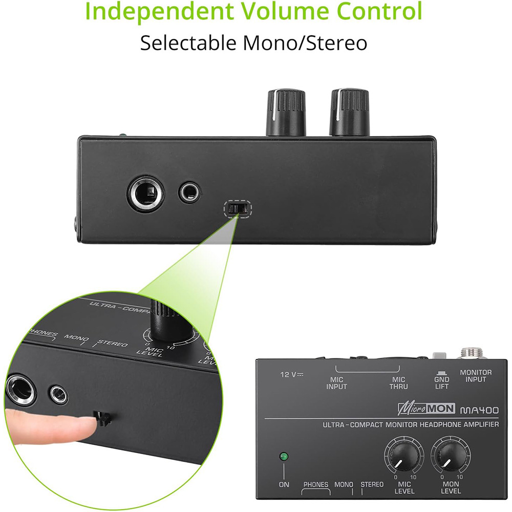 MA400 헤드폰 헤드폰 증폭기 마이크 앰프 모니터 마이크 앰프