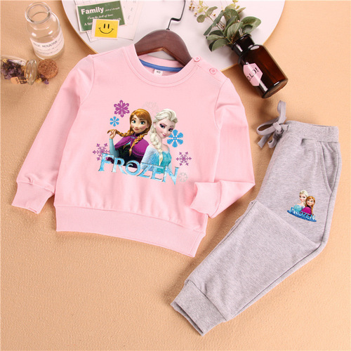 Frozen Elsa Princess children's clothing girls trousers suit girls half-sleeved children's Elsa autumn clothes