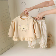 可爱小狗女童卫衣裙裤套装春秋新款秋装儿童0-2岁卡通卫衣两件套