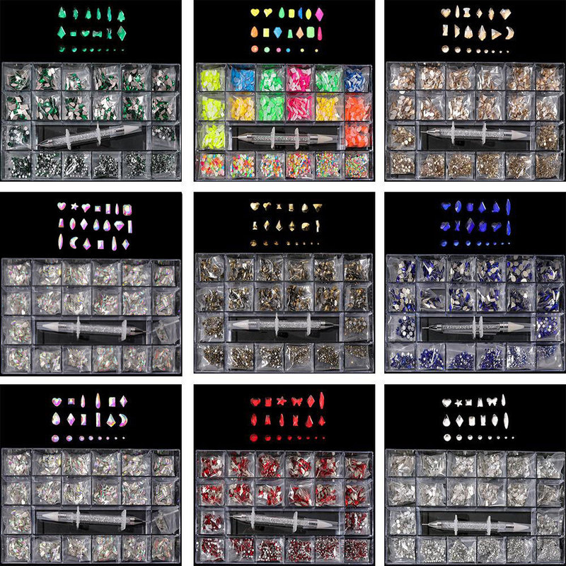 Cross-Border 21-Grids Rhinestone Boxed Manicure Diamonds, Sparkling Mixed Flats-Bottomed Special-Shaped Diamonds, Nail Glass Diamonds, Wearable Nail Accessories Cross-Border 21-Grids Rhinestone Boxed Manicure Diamonds, Sparkling Mixed Flats-Bottomed Special-Shaped Diamonds, Nail Glass Diamonds, Wearable Nail Accessories