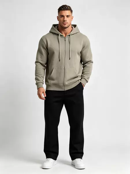 Cross-border autumn and winter plus-size fleece-lined zip-up hooded sweatshirt for men and women, thickened and warm, casual couple's hoodie