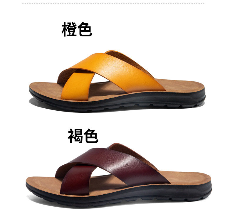 Dép sandal nam quai ngang hở mũi thoáng khí chống trơn trượt — Màu trắng, Nâu Đen, Nền màu nâu xám, Vàng đất chi tiết 4