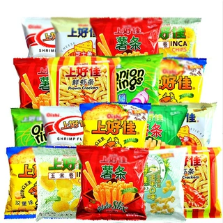 上好佳薯片鲜虾片大礼包儿童休闲膨化零食品小吃年货整箱批发