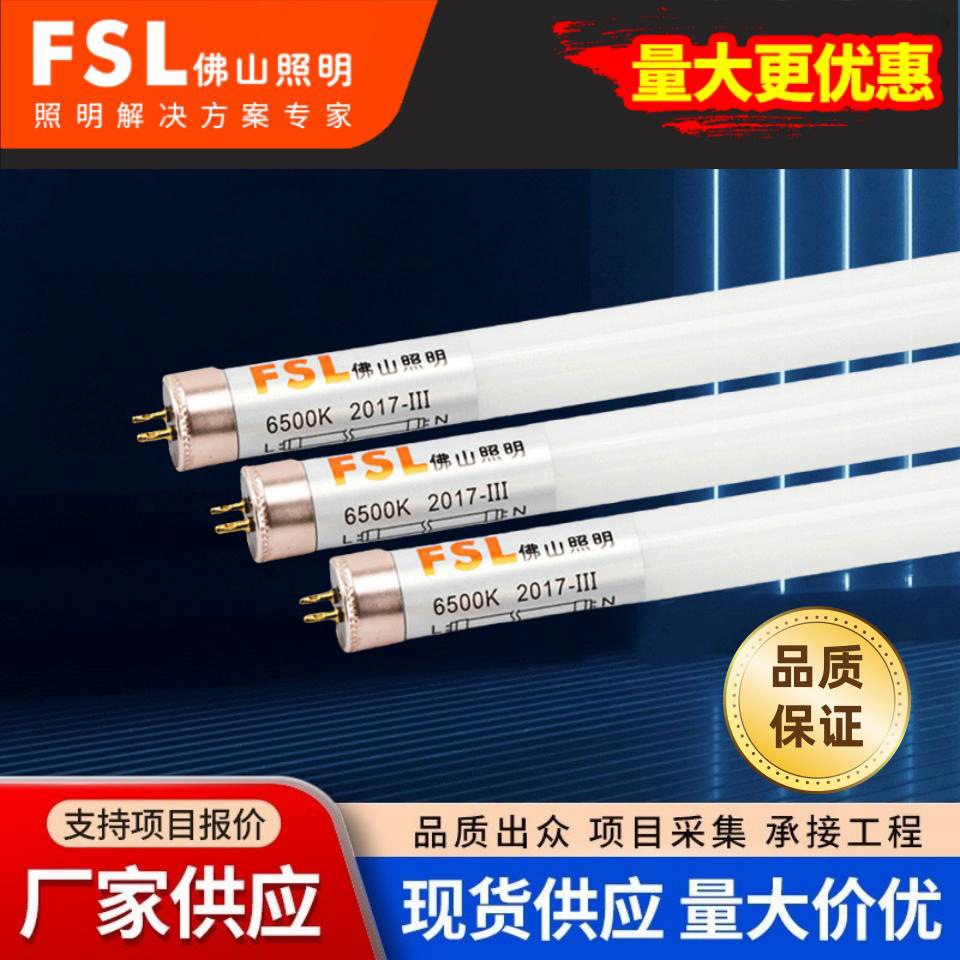 FSL Foshan Lighting LED Tube T5 Built-in Double End Power Supply Glass Lamp Fluorescent Tube 8W12W16W1.2 m