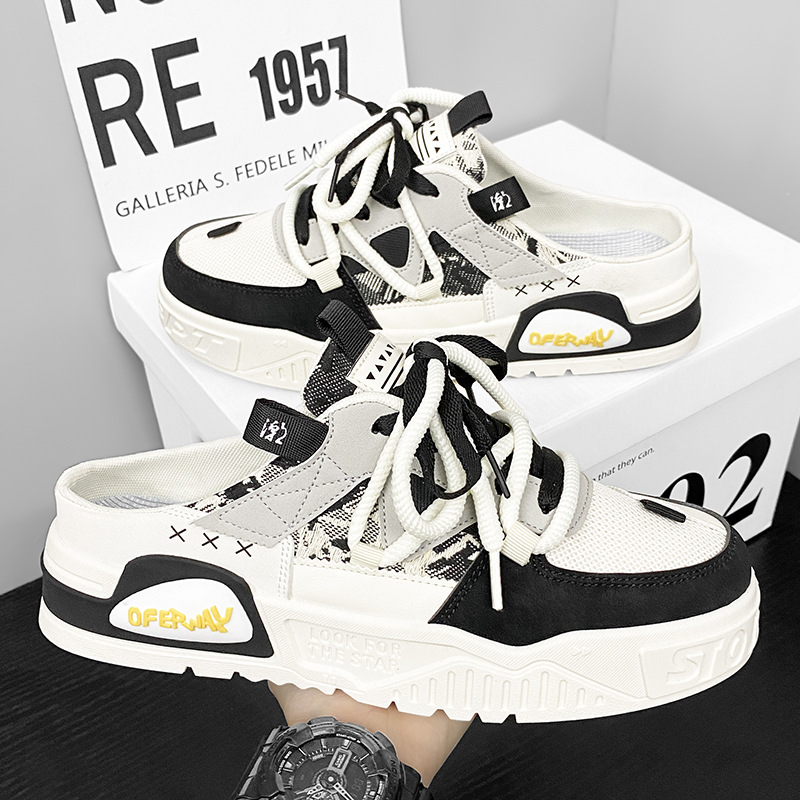 Zapatos de verano de medio soporte perezoso con un pedazo de zapatos casuales con suela gruesa zapatos de moda pequeños zapatos de skate de nicho image 8