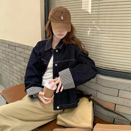 2025年春秋装新款减龄百搭舒适又亲肤提升品质格子撞色短款外套潮