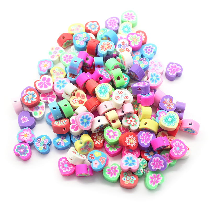 Cuentas de cerámica suave DIY, caras sonrientes, sueltas para pulseras y collares